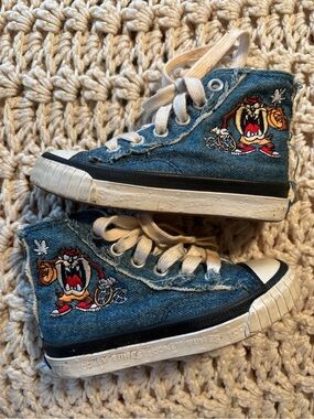 Vintage Keds Looney Tunes Taz Denim High-Top Sneakers toddler size 8 1/2